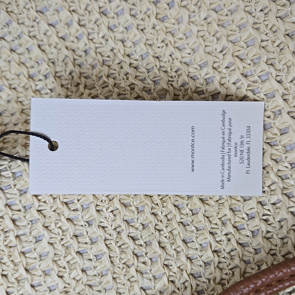 🔥LAST CHANCE🔥💲⬇️Montce Ali Tan & Cream Raffia Woven Bucket Bag ~ NWT - Picture 7 of 7